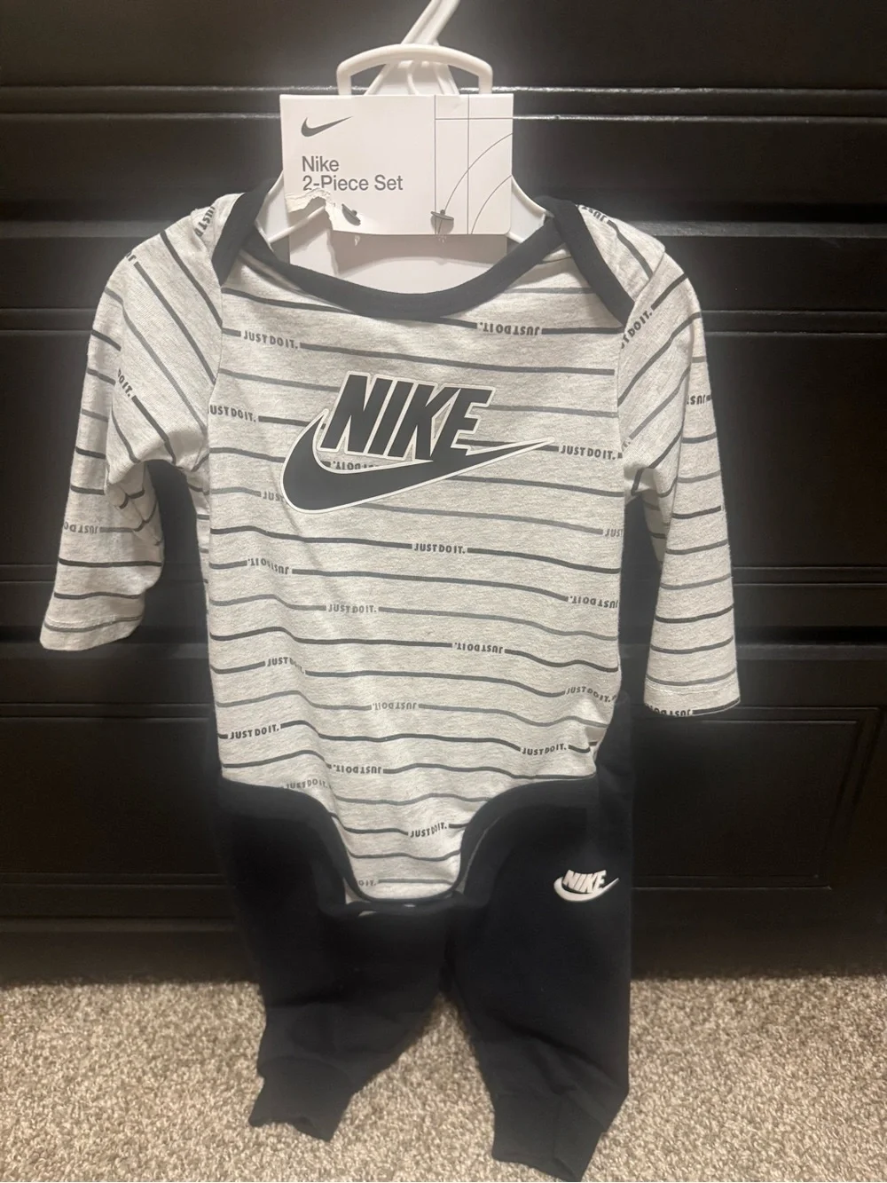 Nike Gray & Black Striped Baby 2-Piece Set